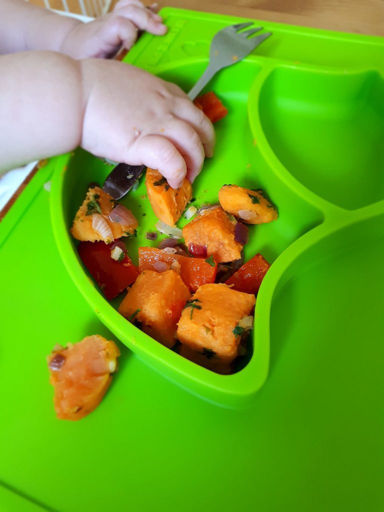 BLW beginnen mit Süßkartoffeln und Paprika