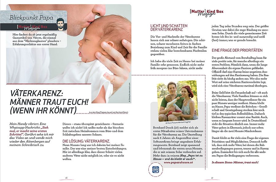 Gastbeitrag Bernhard Desch papazuhause Mutter-Kind-Box Väterkarenz