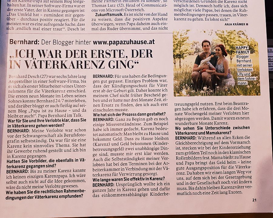 Interview Väterkarenz Bernhard Desch papazuhause MADONNA Magazin